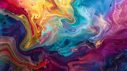 Energetic swirls of vivid hues dancing across the canvas in a harmonious display.