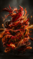 Intense, abstract swirling flames with dynamic movement, against a dark background, phone wallpaper.