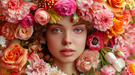 Naklejka premium woman with flowers