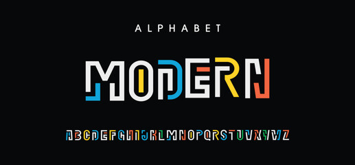 Design Modern abstract digital alphabet font. Minimal technology typography, Creative urban sport fashion futuristic font and with numbers. vector illustration. © Rose