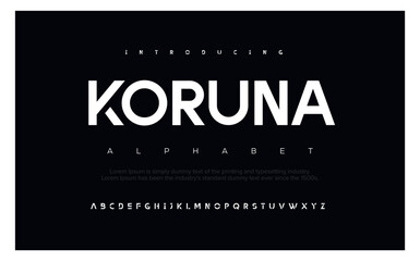 Koruna Modern Bold Font and Heavy Font. Typography urban style alphabet fonts for fashion, sport, technology, digital, movie, logo design, vector illustration