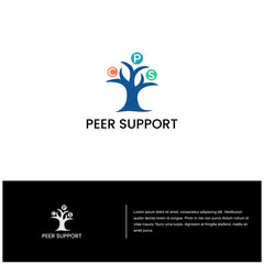 simple tree branch trunk logo, strong peer support business logo brand template, sustainable  grow plant vector