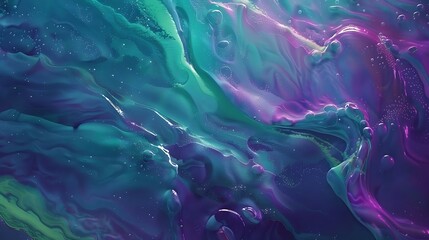 Euphoric dance of ultraviolet waves and serene jade tones captured in stunning HD clarity, resembling a liquid dreamscape.