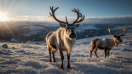 reindeer in the snow