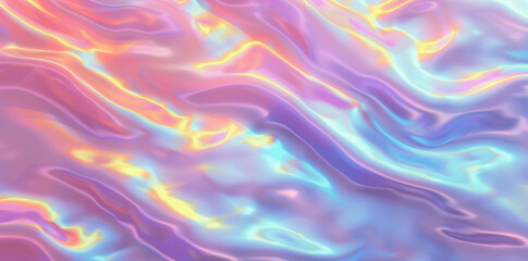 Fototapeta premium Soft Holographic Pastel Rainbow Swirl Background Pattern - Modern Iridescent Unicorn Marble Texture Illustration