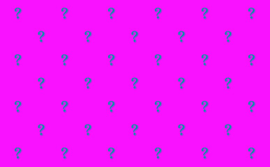 Pattern of mint green question marks on orchid pink background