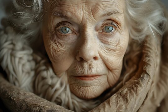 Weathered Vintage Portrait of Timeless Elderly Woman Embodying Wisdom of a Lifetime
