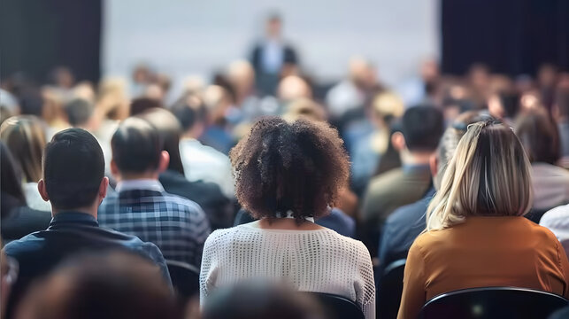 group of people audience at modern hall business event. Press news conference presentation exhibition briefing seminar workshop convention forum summit training learning university class study lecture