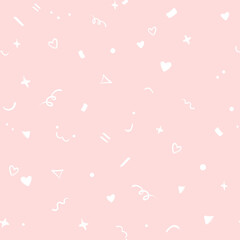white doodle seamless pattern with hearts