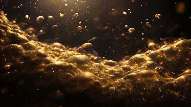 A dreamlike scene of glittering gold particles
