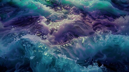 Euphoric ultraviolet waves dancing with tranquil jade hues, captured in stunning HD clarity.