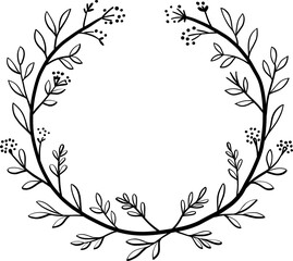 Obraz premium Wreath of floral and flower illustration.