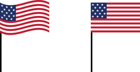 Generic American USA US Flag Large Icon Vector Illustration.