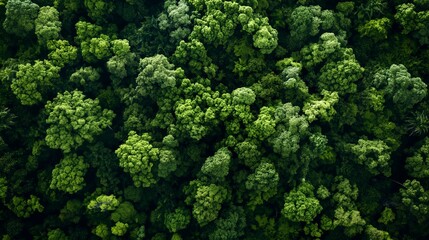 Naklejka premium Aerial view of a dense forest canopy