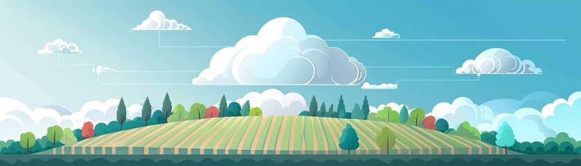 Obraz premium Cloud computing, smart irrigation systems using cloud, flat design illustration