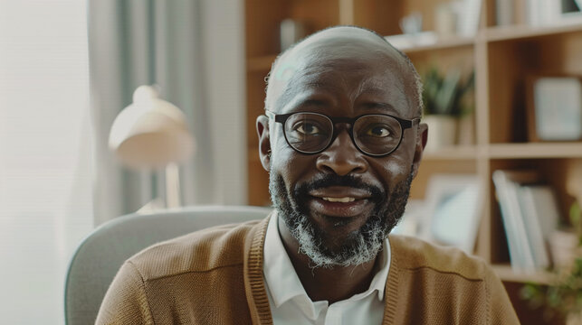 A close-up view of a manager welcoming a new team member through a video call, with onboarding materials displayed on screen