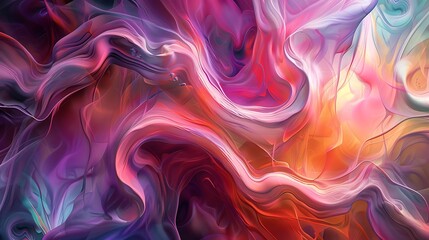 Fototapeta premium Fluid swirls of diverse colors intertwining to form a captivating abstract background.