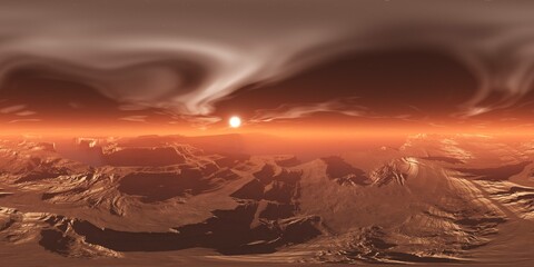 Martian landscape. HDRI . equidistant projection. Spherical panorama. panorama 360. environment map, 3d rendering © ustas