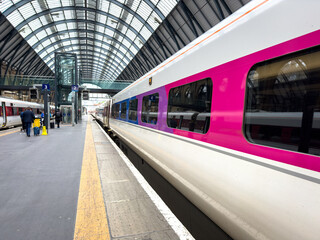High speed train at King's Cross train station in London