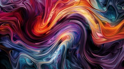 Obraz premium Fluid swirls of diverse colors blending seamlessly into a mesmerizing abstract pattern.