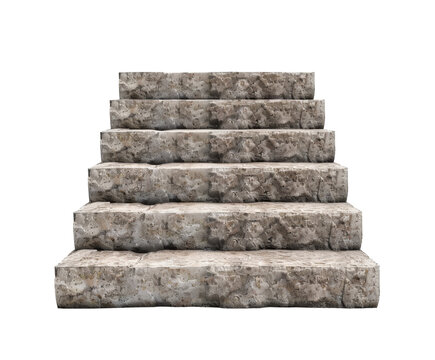 Ancient Mayan pyramid with detailed stone steps, isolated on white.