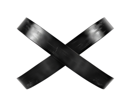Black tape crossed in an X shape, isolated on white.