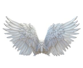 Fototapeta premium White angel wings on a white background.