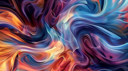 Obraz premium Fluid swirls of multi-colored hues intertwining to form a visually dynamic composition.
