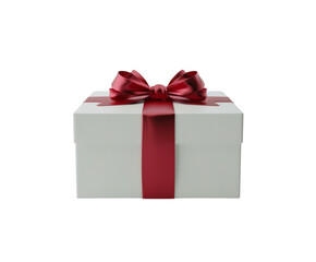 Obraz premium White gift box with red ribbon and bow, isolated on white background