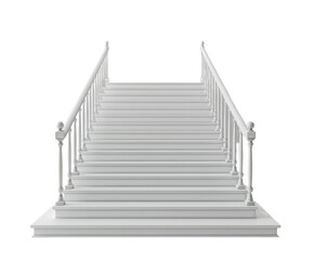 Fototapeta premium White staircase with evenly spaced steps, isolated on white.