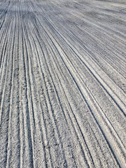 Plowed agricultural field, aerial view. Agricultural land. Background.