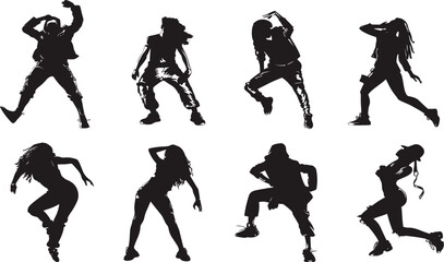 silhouettes of women, Graceful Movements and Energetic Poses