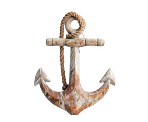 Vintage anchor with rope on white background.. © Asier