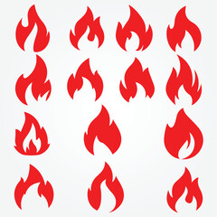 Fire Flame Icon Set Symbol of Fire,  flame design vector. Dynamic Label With Flame Icon 
