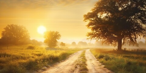 Vintage retro rustic rural field meadow landscape background countryside relaxing scene view