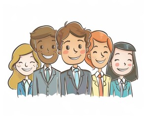Fototapeta premium A cute cartoon Style ofA diverse group of business people in a successful meeting