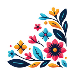 Floral flower corner border vector design