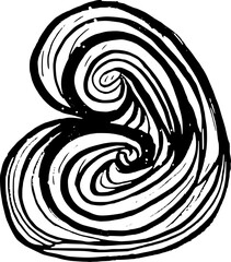 Drawing of pastry products, desserts. Food menu design template. Hand drawn sketch vector illustration. Palmier
