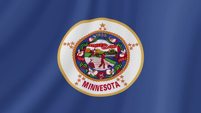 Minnesota State Waving Flag. Realistic Flag Animation. Seamless Loop Background.
