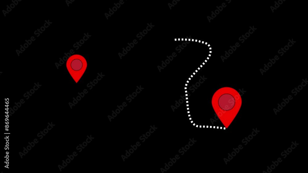 Poster continuous one line animation location icon. 4k veio