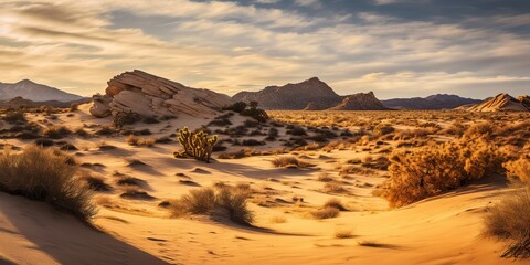 Fototapeta premium Yellow wild desert adventure exploration oasis with nature outdoor scene view