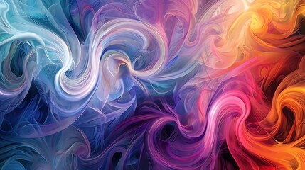 Obraz premium Graceful swirls of various colors blending seamlessly into a captivating abstract background.