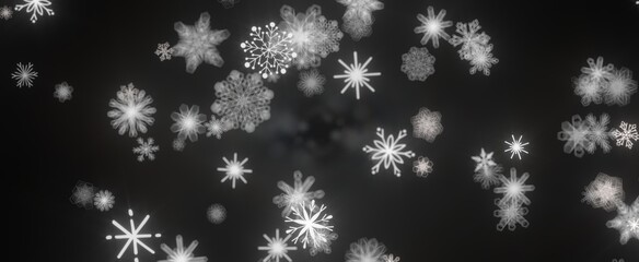 Whirling Snowstorm: Astonishing 3D Illustration Depicting Descending Festive Snowflakes