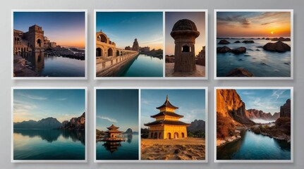 Flat instagram posts collection for world photography