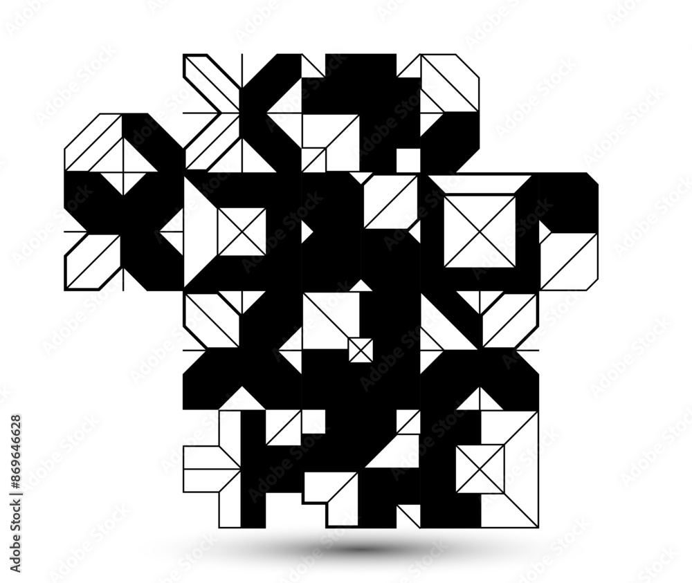 Aufkleber abstract vector geometric background, tech engineering look like shapes and lines composition, mecha