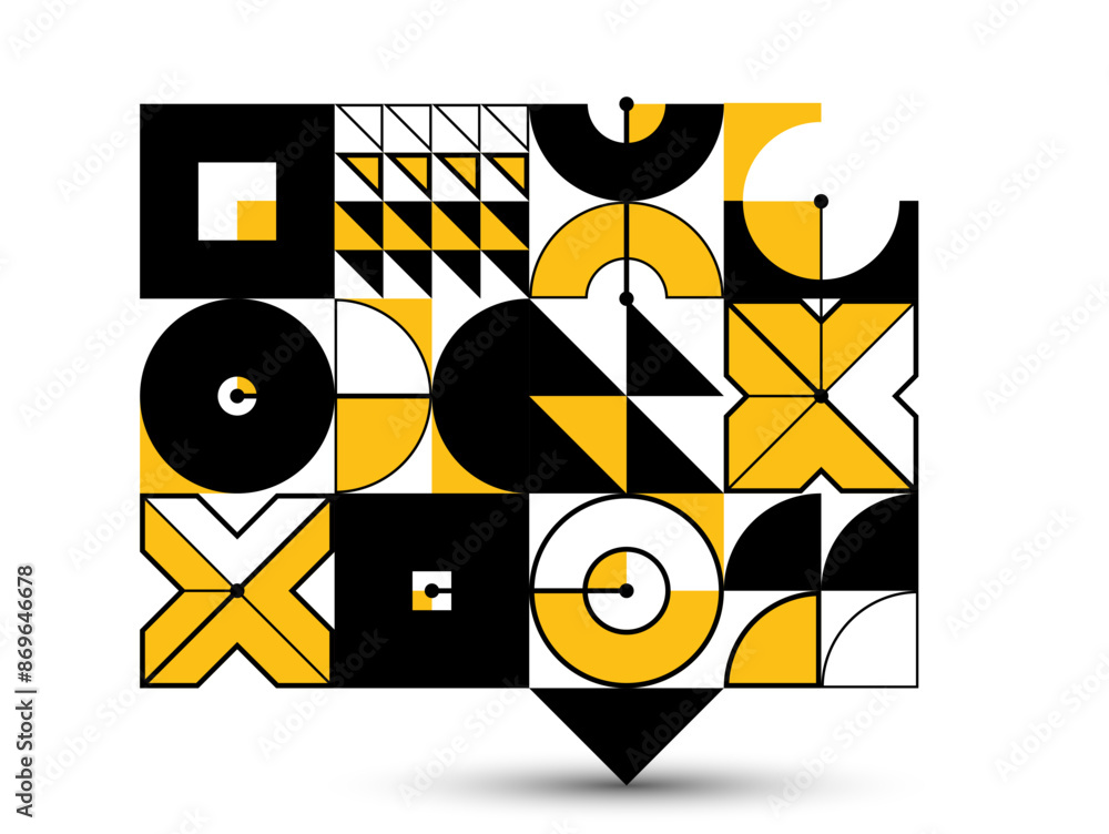 Aufkleber abstract geometric pattern vector background isolated, tech style engine looks like composition, eng