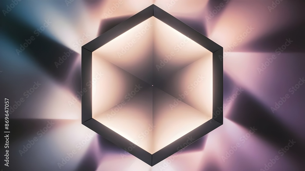 Wall mural A stunning, high-resolution photograph of a flawless geometric shape - a perfect octagon. The shape is illuminated from within, casting a soft, ethereal glow accentuating its symmetry.