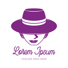 Mysterious Elegant Beauty Woman Girl Lady with Wide Brim Hat for Model Fashion Vector