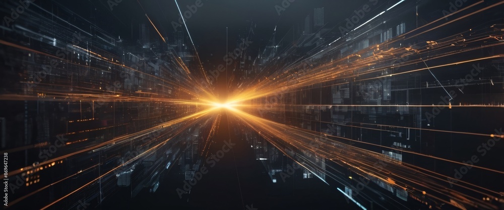 Poster analyze complex data sets in real-time, with no people a digital interface overlaid, in a silhouette