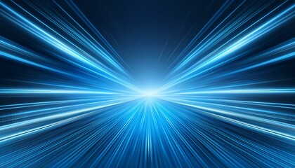 Fototapeta premium Abstract, science, futuristic, energy technology concept. Digital image of light rays, stripes lines with blue light, speed and motion blur over dark blue background